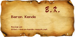 Baron Kende névjegykártya